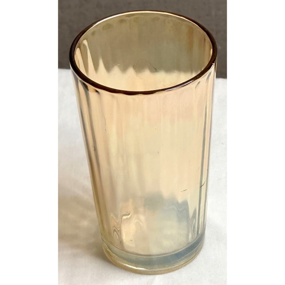 Vtg Amber Rippled Tumblers Glasses Set of 4 5"Tall Drinkware Barware Cocktails